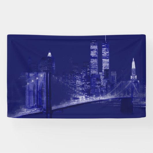 Banderoles Blue New York City Night Pop Art (Horizontal)
