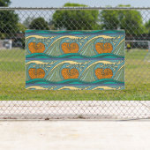 Banderoles Blue Ocean Waves Nautilus Seashell Motif Nouveau (En situation)