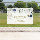 Banderoles Blue Rose Floral Twins Première Affiche de bienven (En situation)