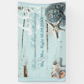 Banderoles BLue Seashells Beach Mariage (Vertical)