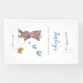 Banderoles Blue Teddy Bear Anniversaire Affiche de bienvenue  (Horizontal)