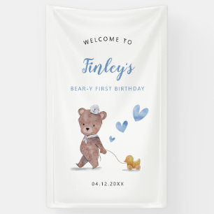 Banderoles Blue Teddy Bear Anniversaire Affiche de bienvenue 