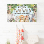 Banderoles Blue Two Wild Boy 2e anniversaire Safari fond (En situation)