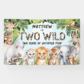 Banderoles Blue Two Wild Boy 2e anniversaire Safari fond (Horizontal)