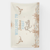 Banderoles Blue Vintage Première Rodéo 1er Anniversaire Bienv (Verticale)