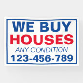 Banderoles Blue White Custom Nous Achetons Maisons Immobilier (Horizontal)