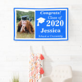 Banderoles Blue White One Photo Class of 2024 Graduation (En situation)