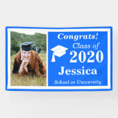 Banderoles Blue White One Photo Class of 2024 Graduation (Horizontal)
