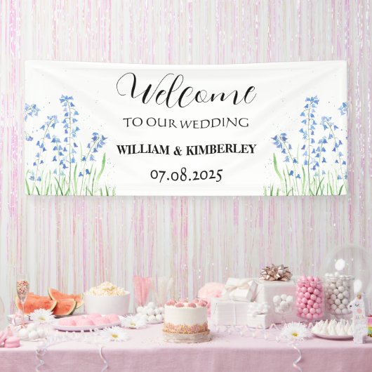 Banderoles Bluebells Fleurs Bleues Rustique Mariage élégant (Fête)