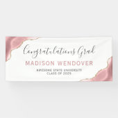 Banderoles Blush Pink Gold Agate Félicitations Graduation (Horizontal)