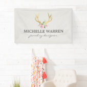 Banderoles Bohème Antlers en or avec Fleurs II (En situation)