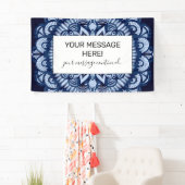 Banderoles Bohemian Navy Blue Tie Dye Mandala (En situation)