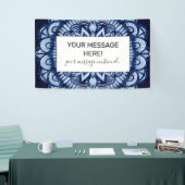 Banderoles Bohemian Navy Blue Tie Dye Mandala (Salon professionnel)