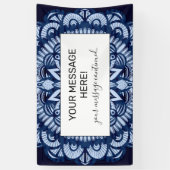 Banderoles Bohemian Navy Blue Tie Dye Mandala (Vertical)