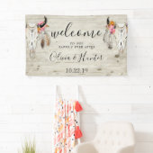 Banderoles Boho Antler Crâne Lumière Bois Mariage Bienvenue (En situation)