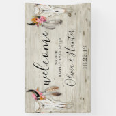 Banderoles Boho Antler Crâne Lumière Bois Mariage Bienvenue (Vertical)