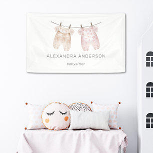 Banderoles Boho Baby Clothing Watercolor Babysitter Promo