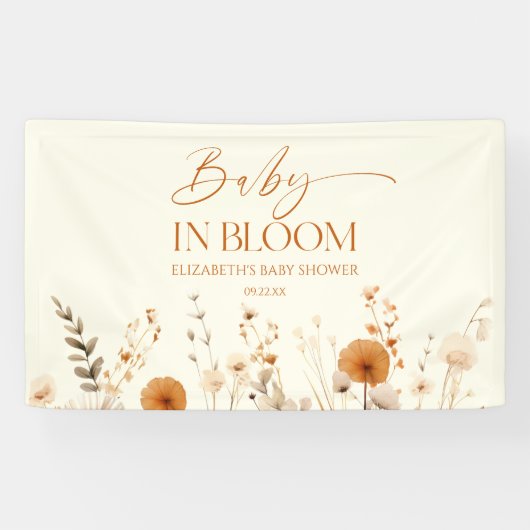 Banderoles Boho Baby en fleurs Fête de bébé Fleur de champêtr (Horizontal)