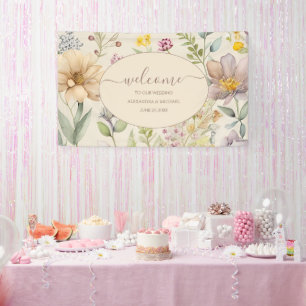 Banderoles Boho Botanique Aquarelle Fleur sauvage Mariage