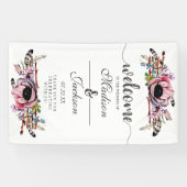 Banderoles Boho Chic Blush rose Floral Mariage Bienvenue (Horizontal)