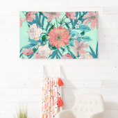 Banderoles Boho chic fleurs de jardin de printemps illustrati (En situation)