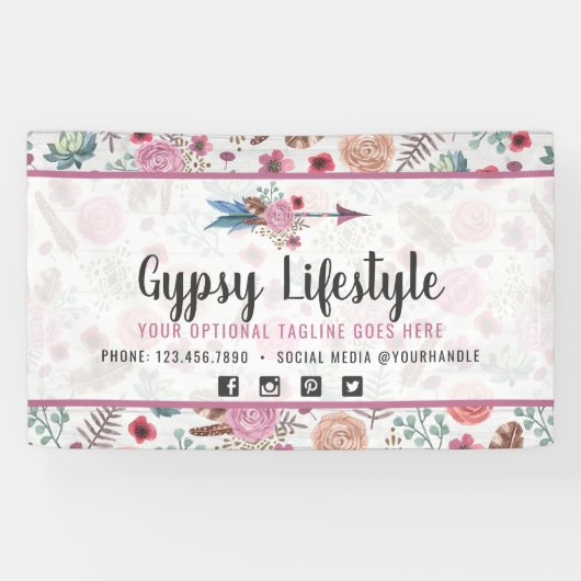 Banderoles Boho Chic Russe Flèche d'eau Bohème (Horizontal)