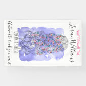 Banderoles Boho Chic Violet Mariée Coiffure Aquarelle Floral (Horizontal)