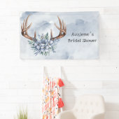 Banderoles Boho Deer Antler avec Mariage Floral bleu (En situation)
