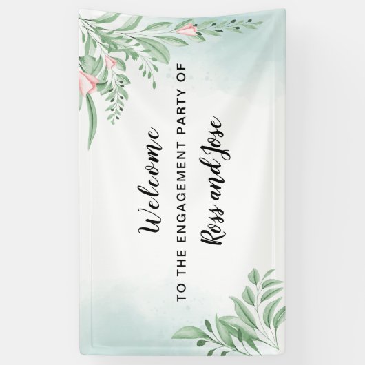 Banderoles Boho Dusty Blue Engagement Party Bienvenue (Vertical)