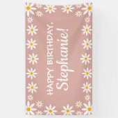 Banderoles Boho Dusty Rose rose Retro Daisies Anniversaire (Vertical)