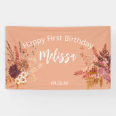 Banderoles Boho Fall Rustique Bourgogne Joyeux premier annive (Horizontal)