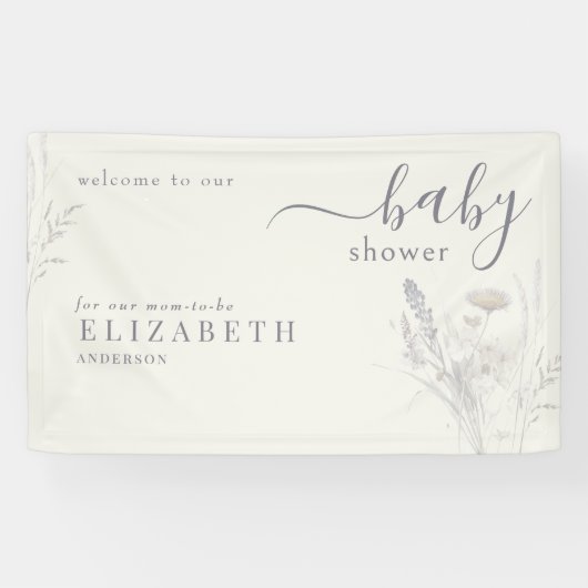 Banderoles Boho Fleur sauvage Floral Cream Baby shower (Horizontal)