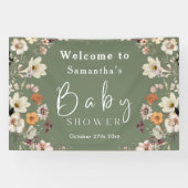 Banderoles Boho Fleur sauvage Rustique Sage Baby shower vert (Horizontal)