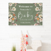 Banderoles Boho Fleur sauvage Rustique Sage Baby shower vert (Insitu)