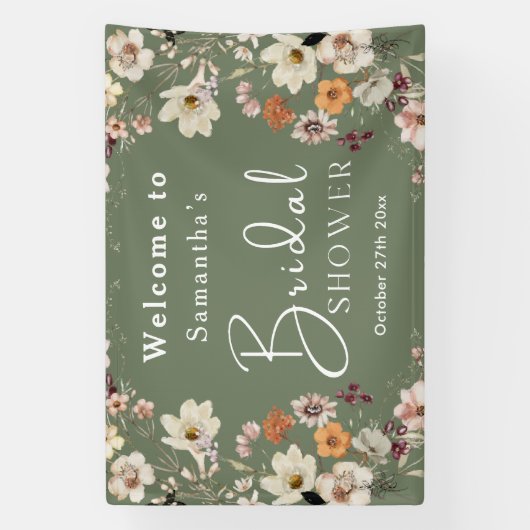 Banderoles Boho Fleur sauvage Rustique Sage Green Fête des ma (Verticale)