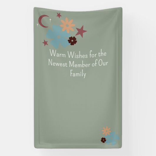 Banderoles Boho Floral Neutral Sage Baby shower vert (Verticale)
