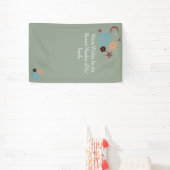 Banderoles Boho Floral Neutral Sage Baby shower vert (Insitu)