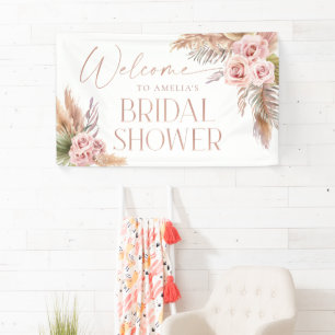 Banderoles Boho Floral Pampas Rose Gold Bienvenue