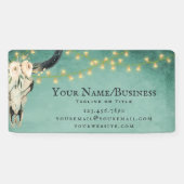 Banderoles Boho Floral Vache Crâne, Lumières Turquoise Affair (Horizontal)