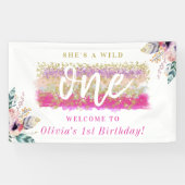 Banderoles Boho Floral Wild One Girl's First Birthday Party (Horizontal)
