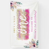 Banderoles Boho Floral Wild One Girl's First Birthday Party (Vertical)