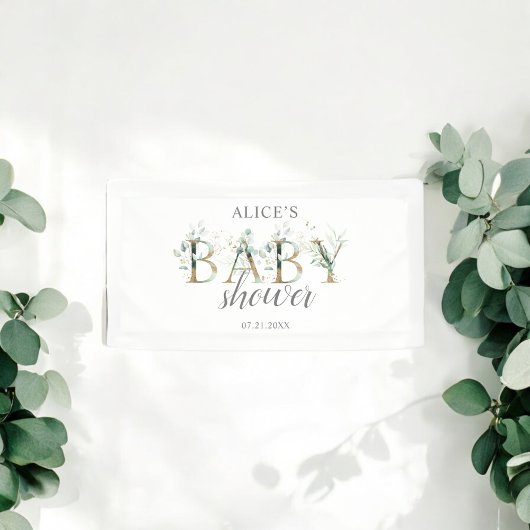 Banderoles Boho Green Eucalyptus Baby shower d'accueil