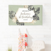 Banderoles Boho Green Sage Boy Wild Un Anniversaire Grande ba (En situation)