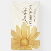 Banderoles Boho Jaune Daisy 1ère fête d'anniversaire (Vertical)