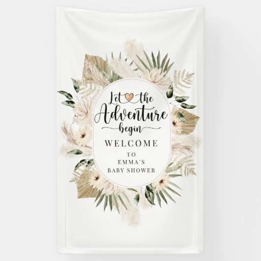 Banderoles Boho Laisser L'Aventure Commencer Le Baby shower (Vertical)