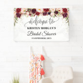 Banderoles Boho marsala burgundy fleurie douche nuptiale (En situation)