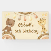 Banderoles Boho mignon ours et anniversaire de enfant de gira (Horizontal)