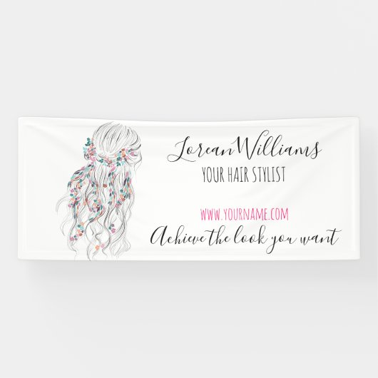 Banderoles Boho moderne noir blanc Wavy Style cheveux floral (Horizontal)