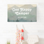 Banderoles Boho Mountains One Happy Camper Boys 1er anniversa (En situation)