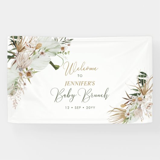 Banderoles Boho Or / Bohemian Baby Brunch Bienvenue (Horizontal)